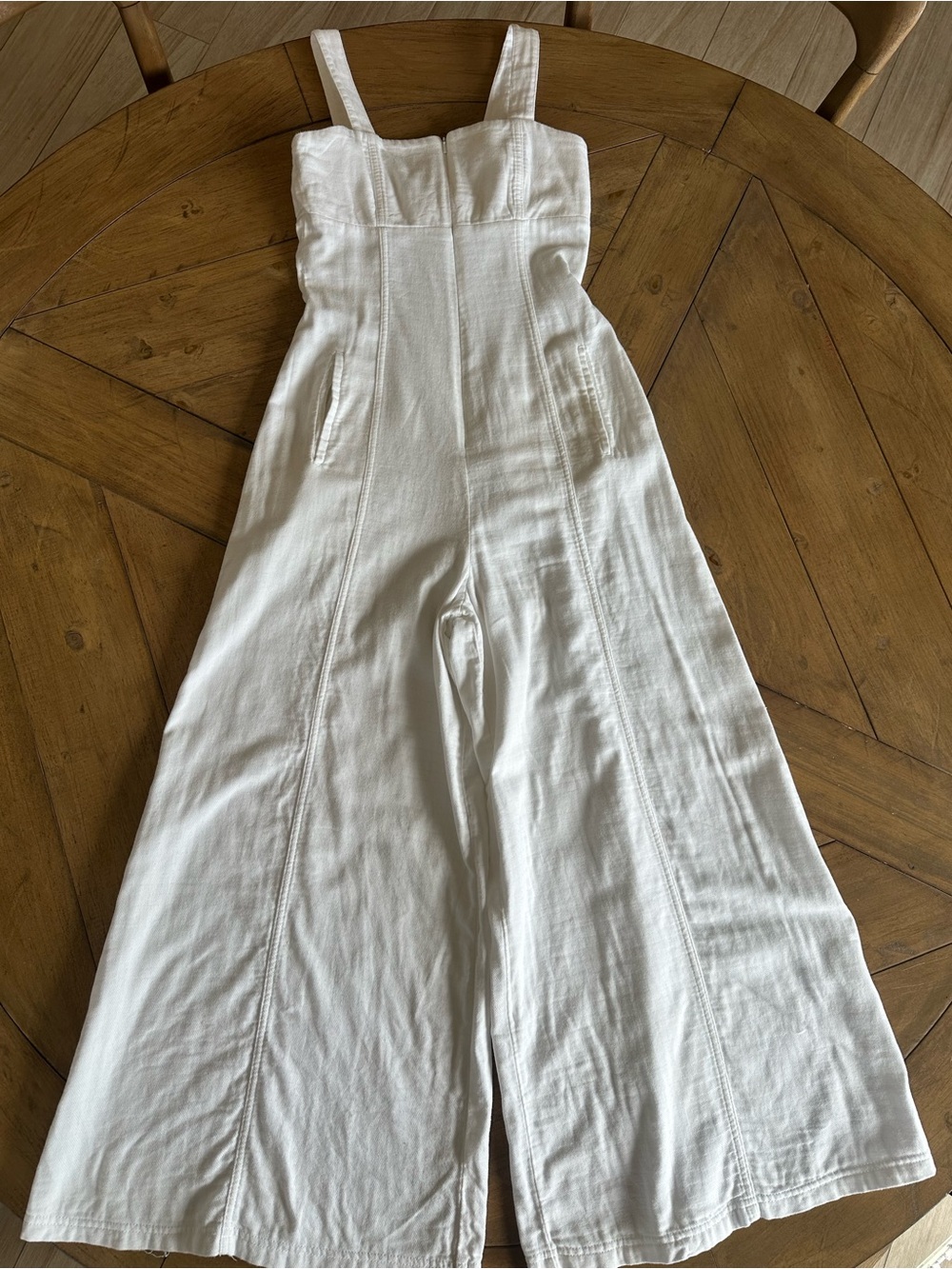 Rivet Utility Wide Leg Jumpsuit Zip Front Sleeveless Square Neck Resort Women XS